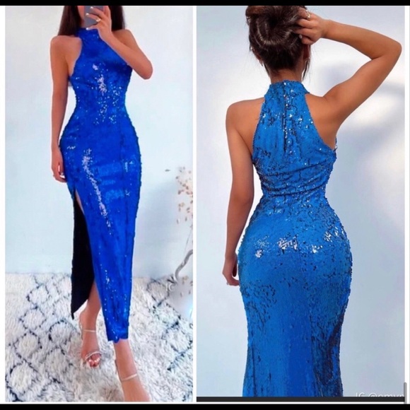 ZARA BLUE SEQUIN DRESS - Picture 13 of 17